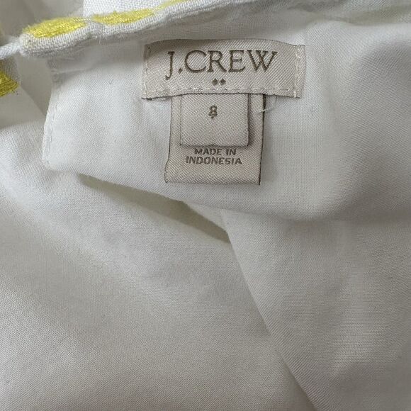 J Crew Shift Dress White Linen Blend Floral Crochet Boho Style Size 8 Womens - Picture 8 of 10